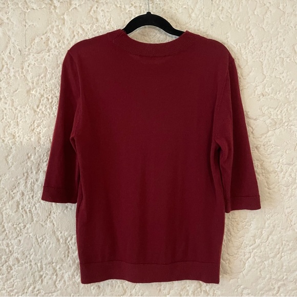 CO Short Sleeve Cashmere Sweater in Red Bordeaux XS Quiet Luxury Minimalist $595 - Picture 6 of 13